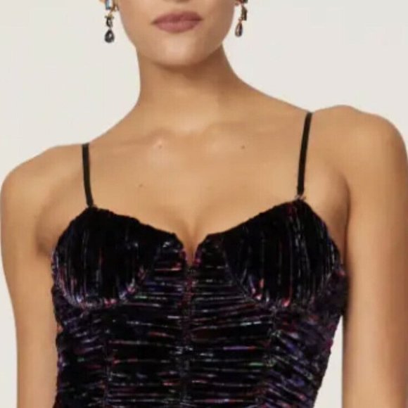 Ramy Brook Printed Capone Velvet Bustier Corset Crop Top 8 - Picture 2 of 15